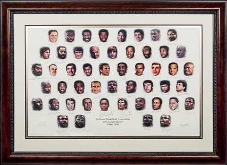 NBA’s 50 Greatest Players Signed and Framed Limited Edition 45/50 -Dreams Edition- Lithograph (PSA/DNA)